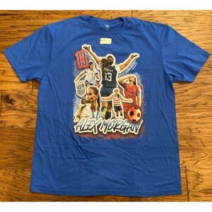 Alex Morgan USWNT Retirement Career Milestones T-Shirt Blue Mens XL Soccer Tee